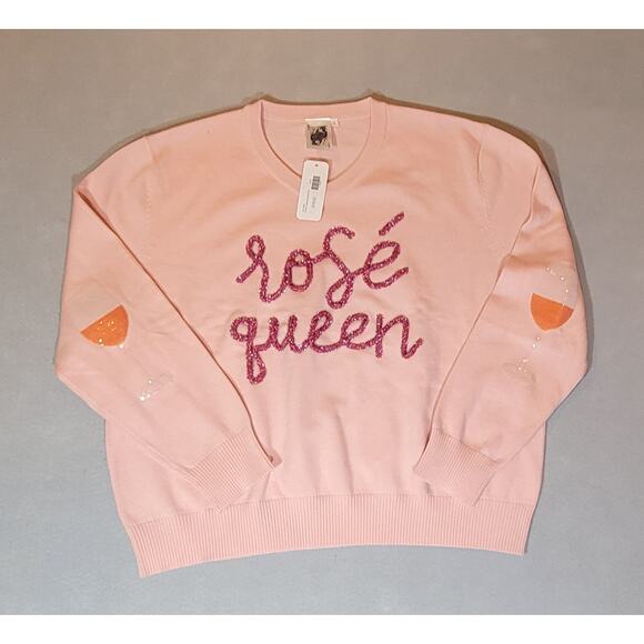 Queen of Sparkles Sweaters - Queen of Sparkles NWT Rose Queen Sequin Wine Light Pink Sweater L